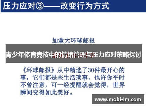青少年体育竞技中的情绪管理与压力应对策略探讨