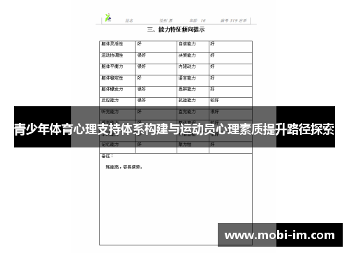青少年体育心理支持体系构建与运动员心理素质提升路径探索
